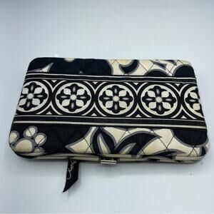 Vera Bradley Black & White Floral Print Clamshell Wallet Quilted Clutch